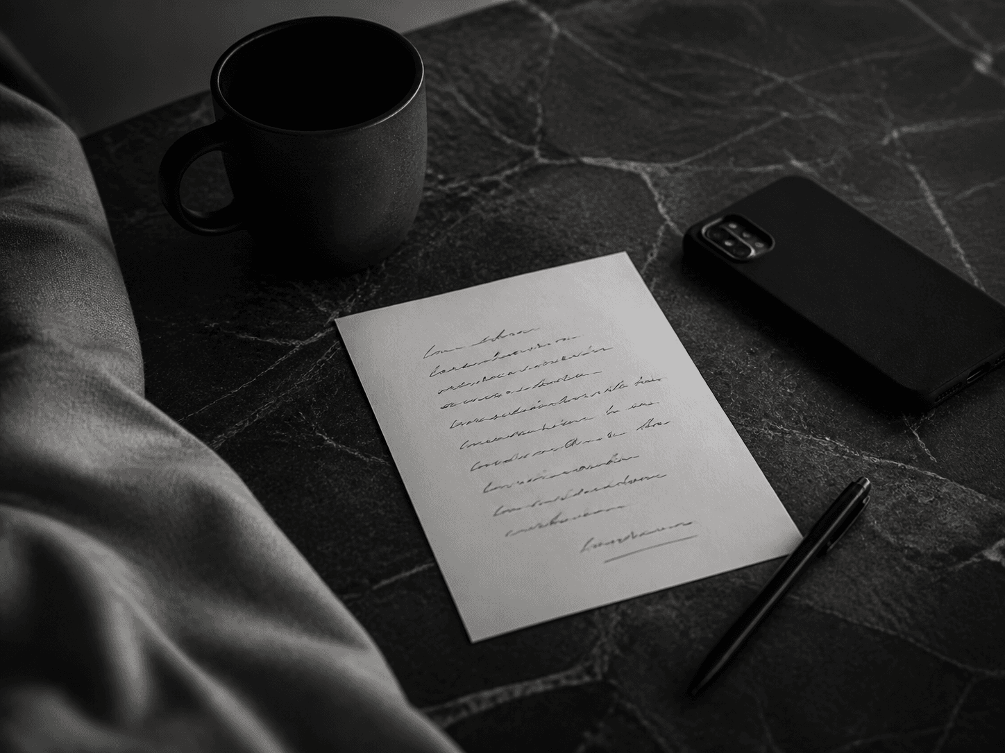 A handwritten note beside a phone